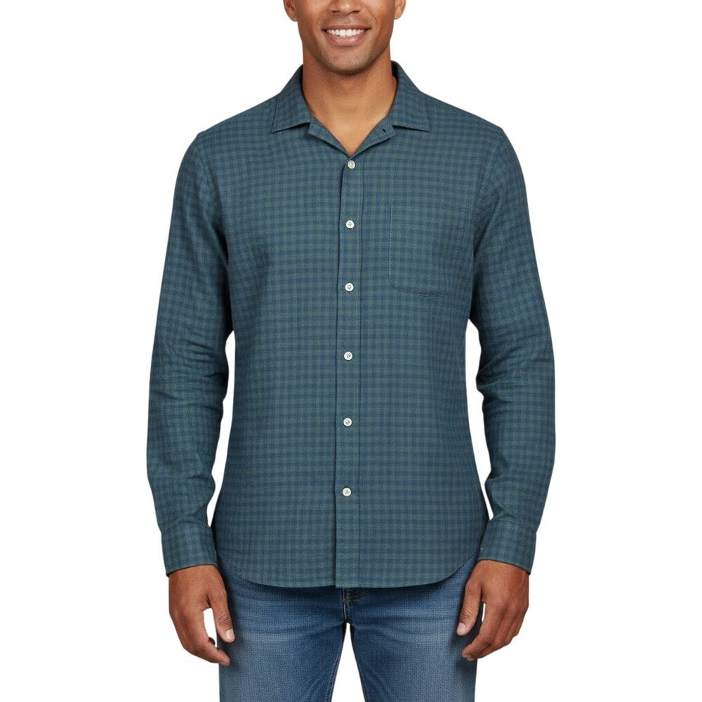 Alton Lane Long Sleeve Button Up Shirt Blue Green Check Cotton Men Small NWOT